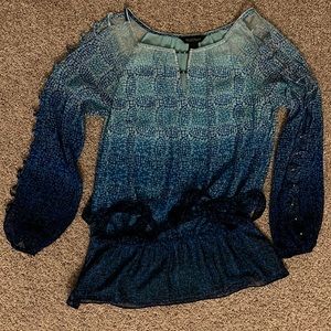 Ladies blue dress top with slit arms